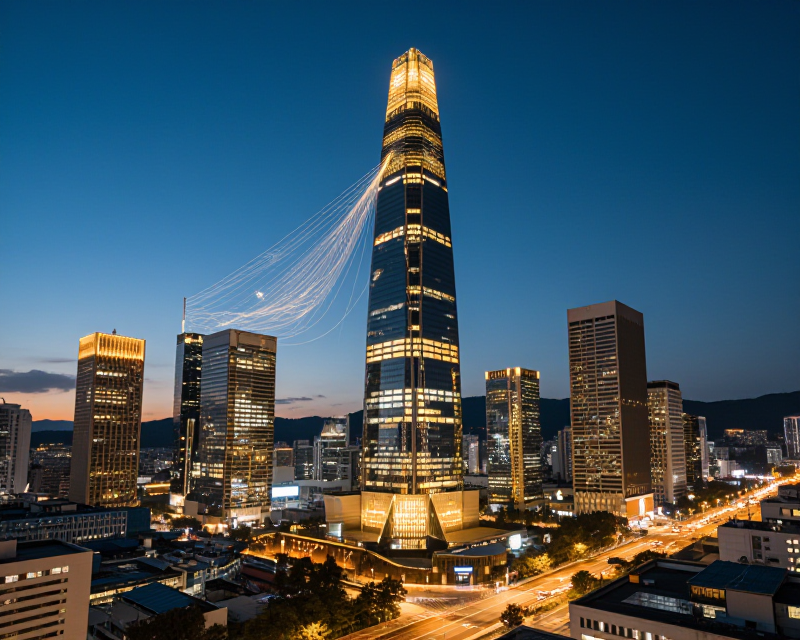 Seoul Urban Nightscape with Digital Energy Flow