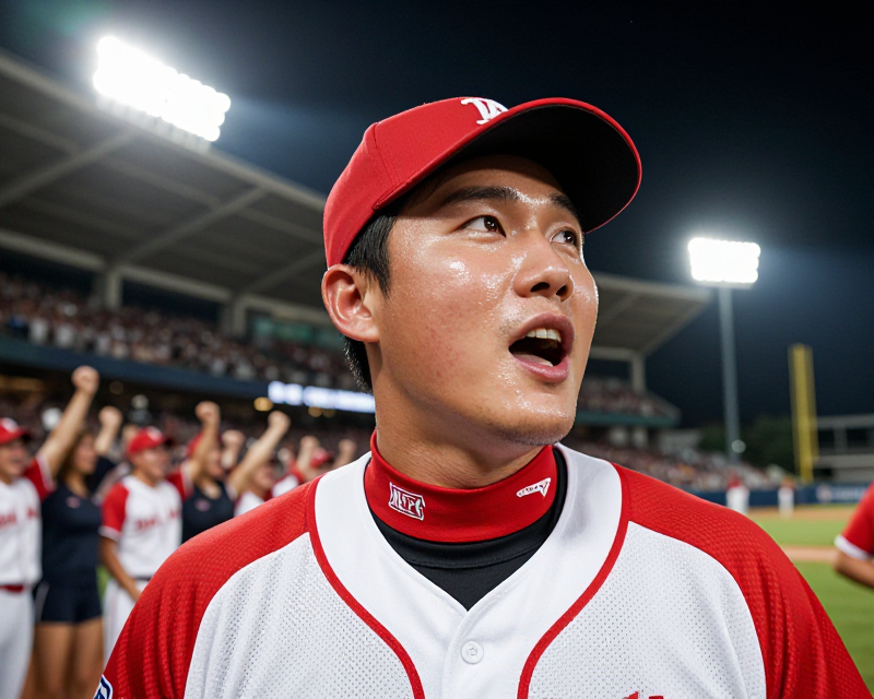 Victory Moment of a Baseball Star