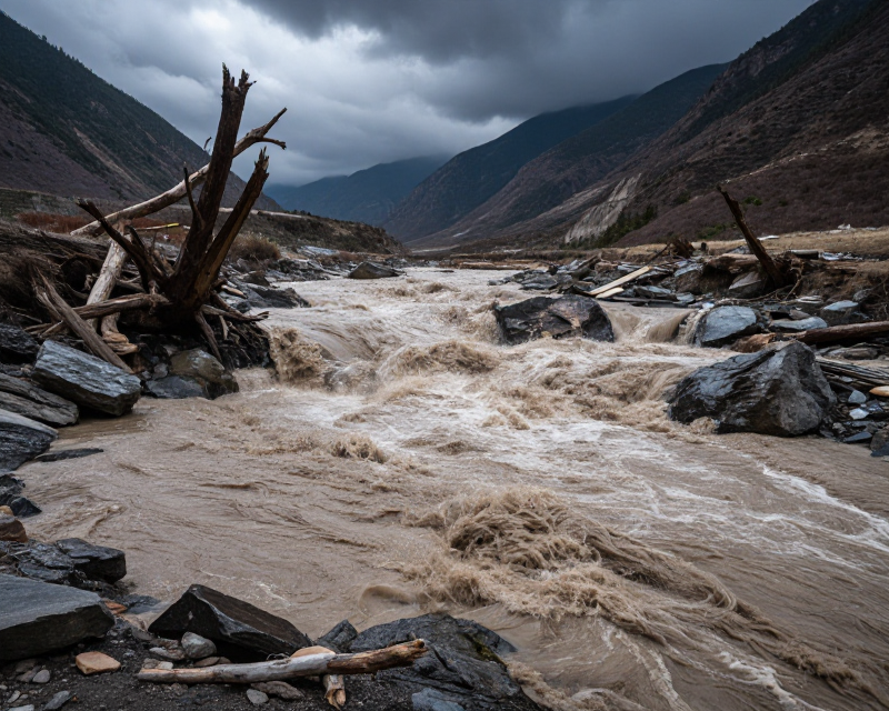 Nepal Flood Disaster Scene