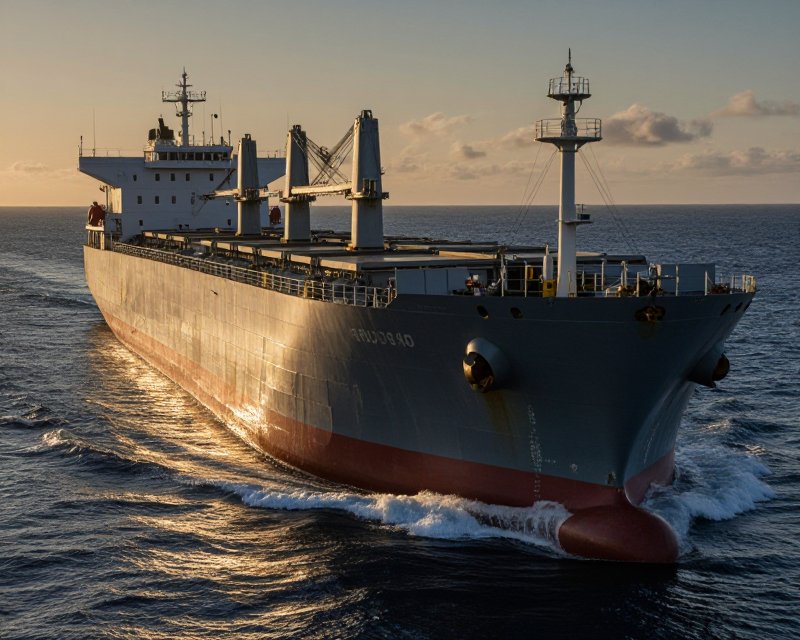 Cinematic Cargo Ship at Sea