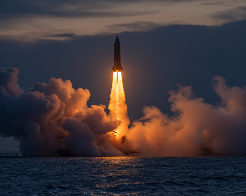 Cinematic Missile Launch over East Sea